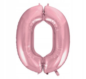 BALON 100CM CYFRA JASNO RÓŻOWY 0 NA HEL