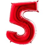 BALON 100CM CYFRA CZERWONA 5