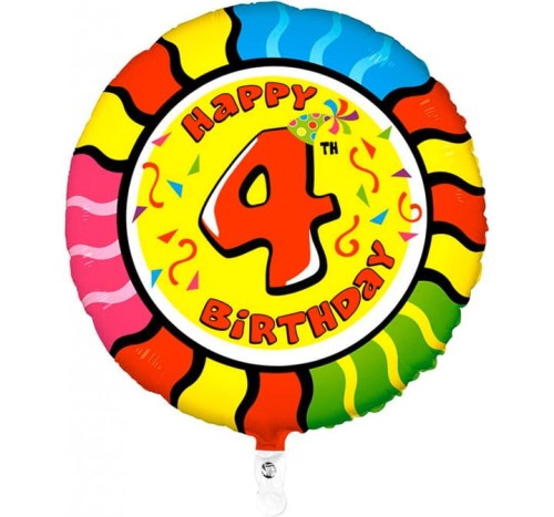 Balon na hel lub powietrze 18" happy cyfra 4
