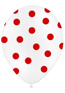 BALONY LATEKSOWE BIAŁE W KROPKI 5SZT 12"