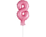 BALON NA TORT CYFRA 8, RÓŻOWA 13CM