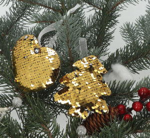 DEKORACJA OZDOBNA ŚWIĄTECZNA W CEKINY ZŁOTA MIX 12SZT