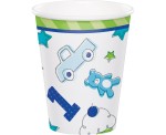 KUBECZKI PAPIEROWE DOODLE 1ST BIRTHDAY NIEBIESKIE 8SZT