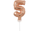 BALON NA TORT CYFRA 5, RÓŻOWO-ZŁOTA 13CM