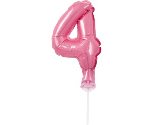 BALON NA TORT CYFRA 4, RÓŻOWA 13CM