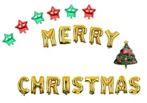 BALONY FOLIOWE CHOINKA, MERRY CHRISTMAS, GWIAZDKI