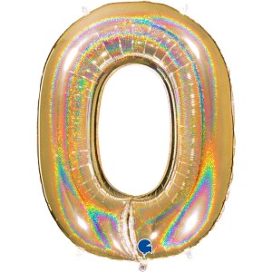 GRABO BALON 102CM CYFRA ZŁOTA HOLOGRAFICZNA 0