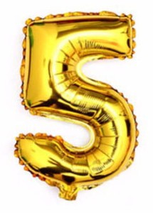 BALON 40CM CYFRA ZŁOTA 5
