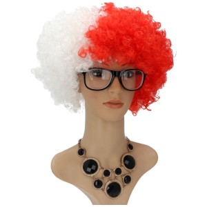 PERUKA KIBICA AFRO BARWY NARODOWE BIAŁO CZERW0NA