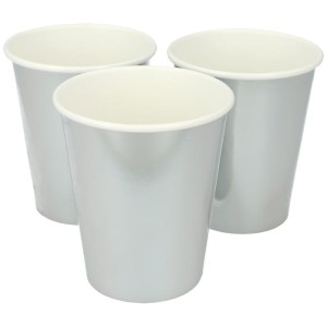 KUBECZKI PAPIEROWE SREBRNE 8,5CM,6SZT