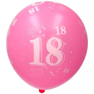 BALONY LATEKSOWE CYFRA 18 5SZT. RÓŻOWE