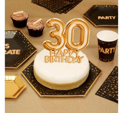 piker duży złoty napis 30 happy birthday