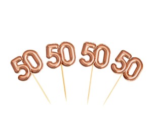 PIKERY GLAMOUR RÓŻOWE ZŁOTO NA 50 URODZINY 20SZT