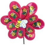 WIATRAK OGRODOWY DUŻY 75CM PSZCZÓŁKI RÓŻOWY