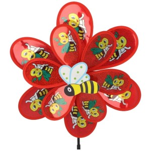 WIATRAK OGRODOWY DUŻY 75CM PSZCZÓŁKI CZERWONY