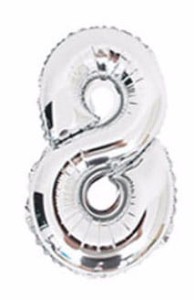 BALON 40CM CYFRA SREBRNA 8