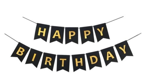 girlanda happy birthday czarna