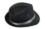KAPELUSZ IMPREZOWY AL CAPONE ZE ZŁOTĄ LAMÓWKĄ CZARNY NA KARNAWAŁ
