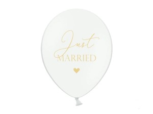 BALONY 30CM, JUST MARRIED, P. PURE WHITE (1 OP. / 6 SZT.)