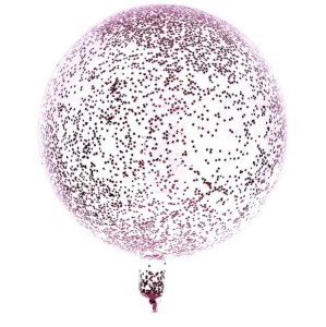 BALON PRZEŹROCZYSTY Z KONFETTI GWIAZDKI RÓŻOWE 20,5"