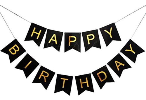 girlanda czarna happy birthday