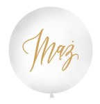 BALON LATEKSOWY KULA BIAŁA Z NAPISEM MĄŻ 18"