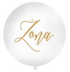 BALON LATEKSOWY KULA BIAŁA Z NAPISEM ŻONA 18"