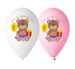 BALONY CYFRA 1 , MOJE 1 URODZINY MISIE RÓŻ 5SZT 12''