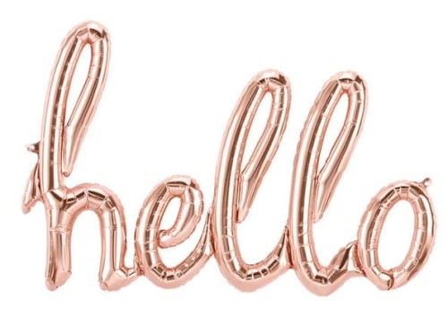 balon napis hello różowy