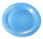 TALERZYKI PAPIEROWE W GROSZKI NIEBIESKIE 22CM 6SZT C1A