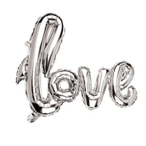 BALON NAPIS LOVE 102x65cm SREBRNY