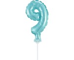BALON NA TORT CYFRA 9, BŁĘKITNA 13CM