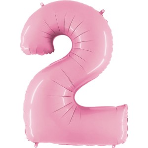 BALON 100CM CYFRA PASTELOWY RÓŻ 2