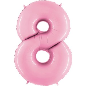 BALON 100CM CYFRA PASTELOWY RÓŻ 8