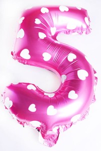 BALON 40CM CYFRA RÓŻ 5