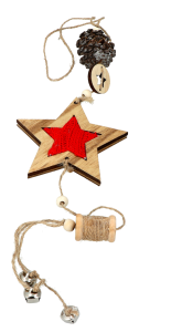 ZAWIESZKA DREWNIANA GWIAZDKA Z SZYSZKĄ NA BOŻE NARODZENIE