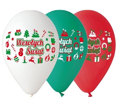 balony lateksowe wesołych świąt
