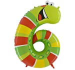 BALON 100CM CYFRA 6 ZWIERZĄTKA DŻDŻOWNICA