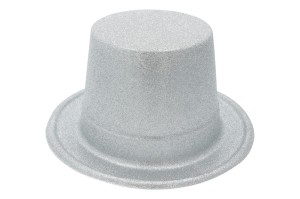 CYLINDER KAPELUSZ BROKATOWY SREBRNY