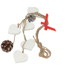 ZAWIESZKI DREWNIANE BIAŁE Z SZYSZKAMI MIX 12SZT