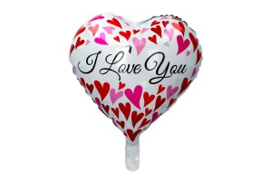 BALON 18" SERCE W SERDUSZKA I LOVE YOU