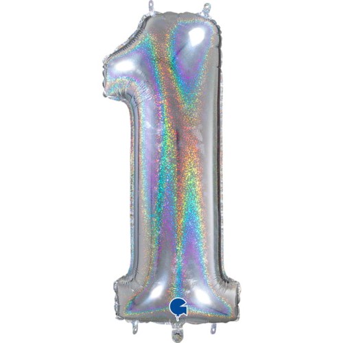 balon holograficzny cyfra 1