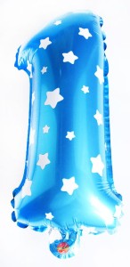 BALON 40CM FOLIOWY CYFRA NIEBIESKA 1