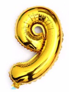 BALON 40CM CYFRA ZŁOTA 9