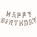 BALON NAPIS HAPPY BIRTHDAY SREBRNY