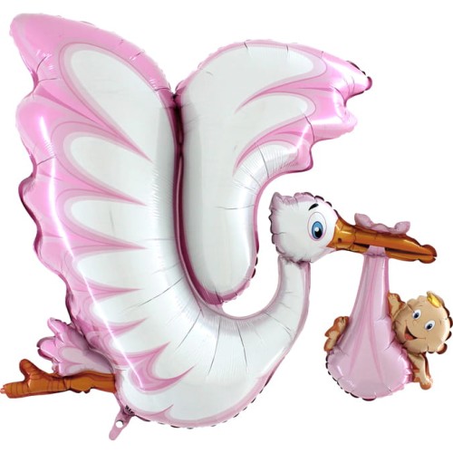 Balon na hel lub powietrze 53" bocian z dzieckiem